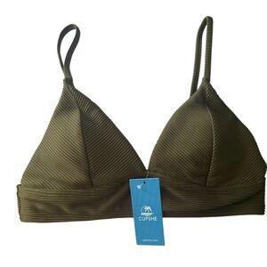 Cupshe Ribbed Olive Bikini Top
